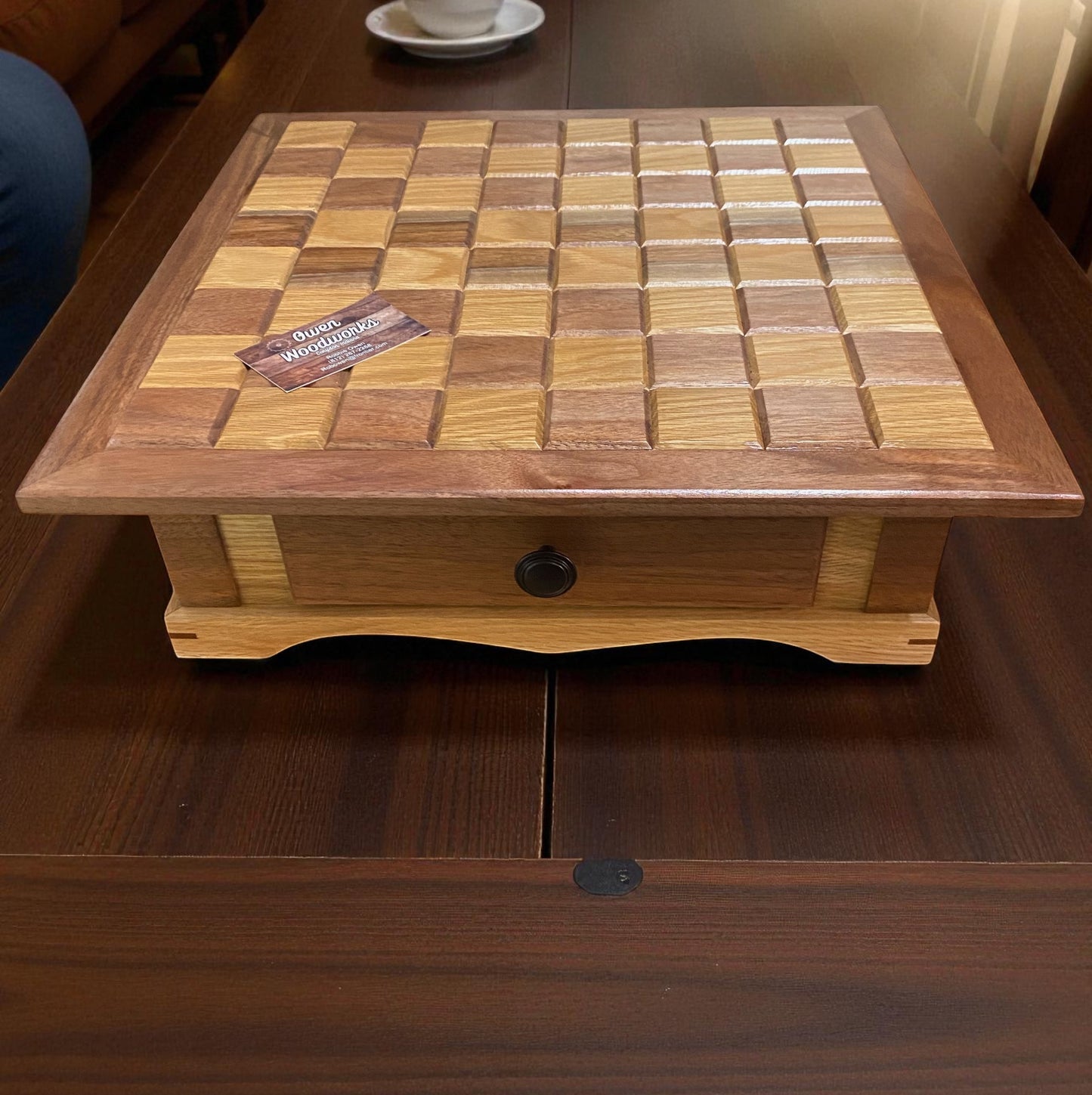 Heirloom Handcrafted Solid Wood Chess Set with Storage Drawer