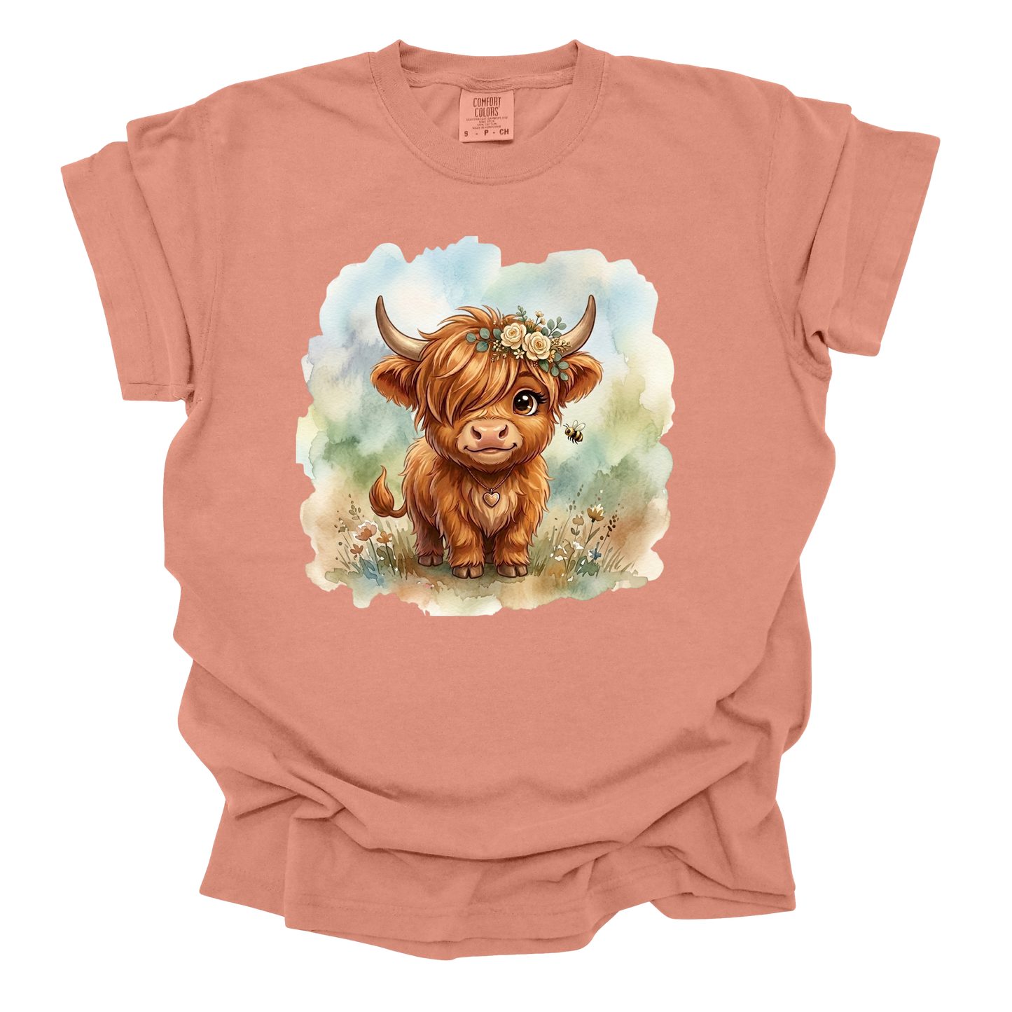 Highland Cow Watercolor T-Shirt