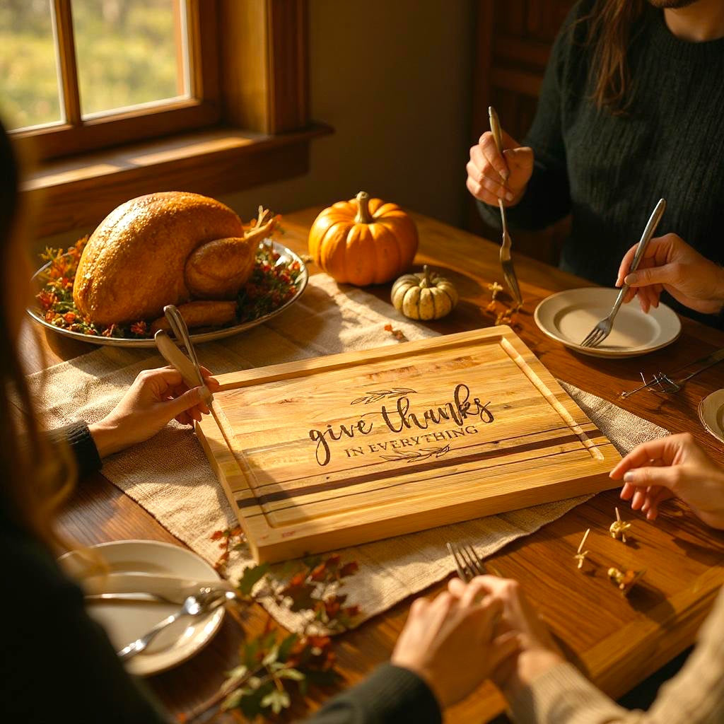 Handcrafted "Give Thanks in Everything" Wooden Cutting Board
