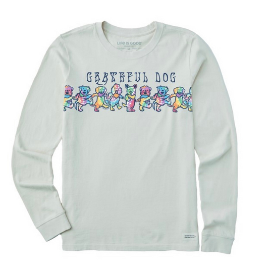 Woman's Life is Good Tie Dye Grateful Dog Long Sleeve T-Shirt
