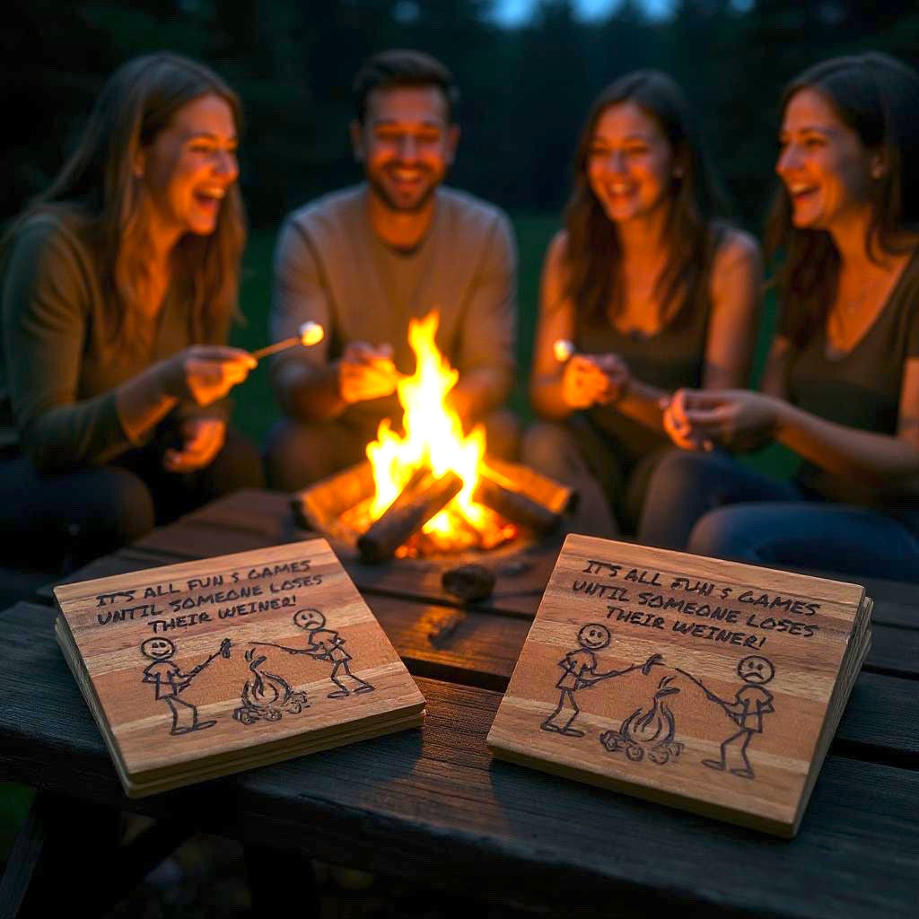 'It's All Fun and Games Until Someone Loses His Weiner" Coaster Set.