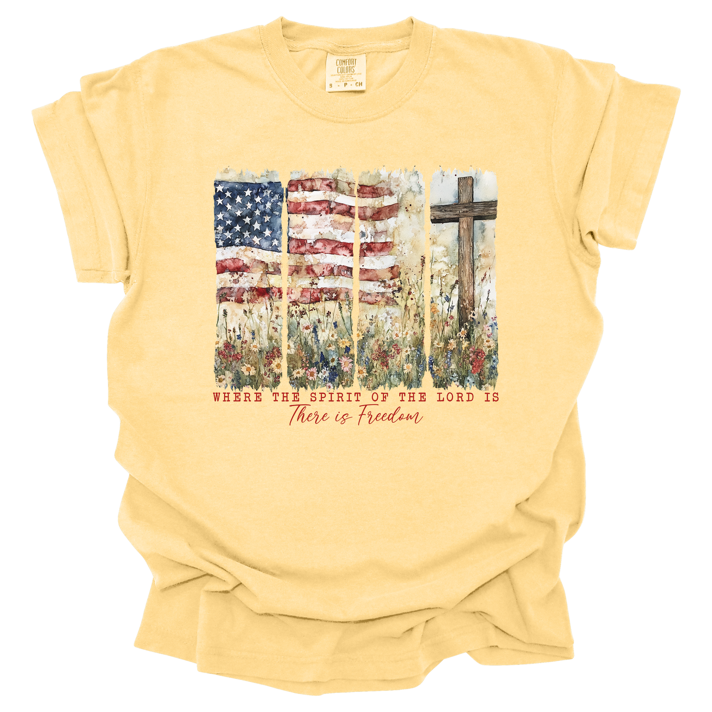 Patriotic American Flag Cross Short Sleeve T-Shirt