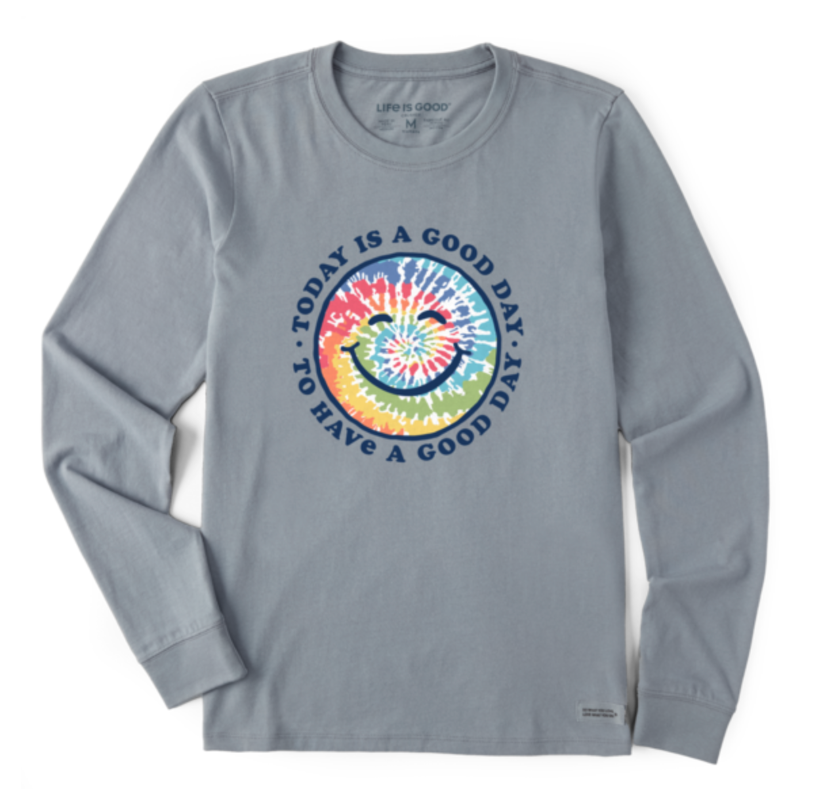 Women's Tie Dye Smile Good Day Long Sleeve Crusher-LITE Tee