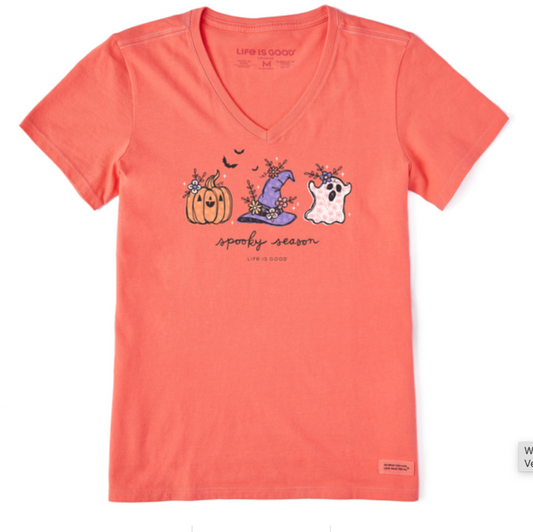 Women's Spooky Season Doodles Short Sleeve Vee