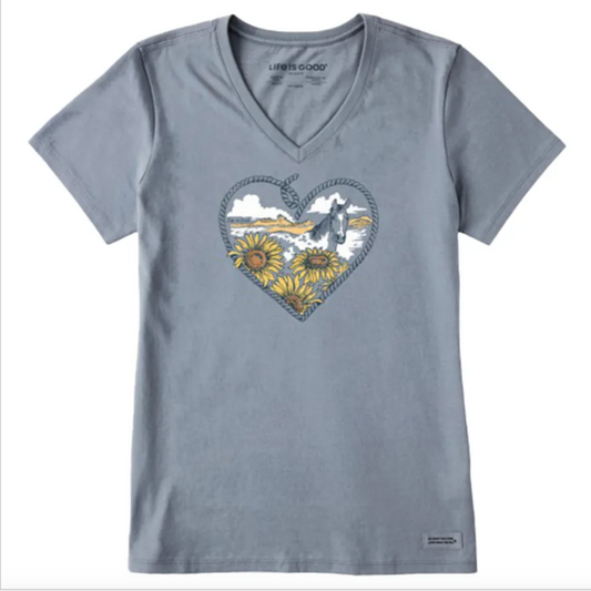 Life is Good Women's Fineline Roped Horse Heart Short Sleeve T-Shirt