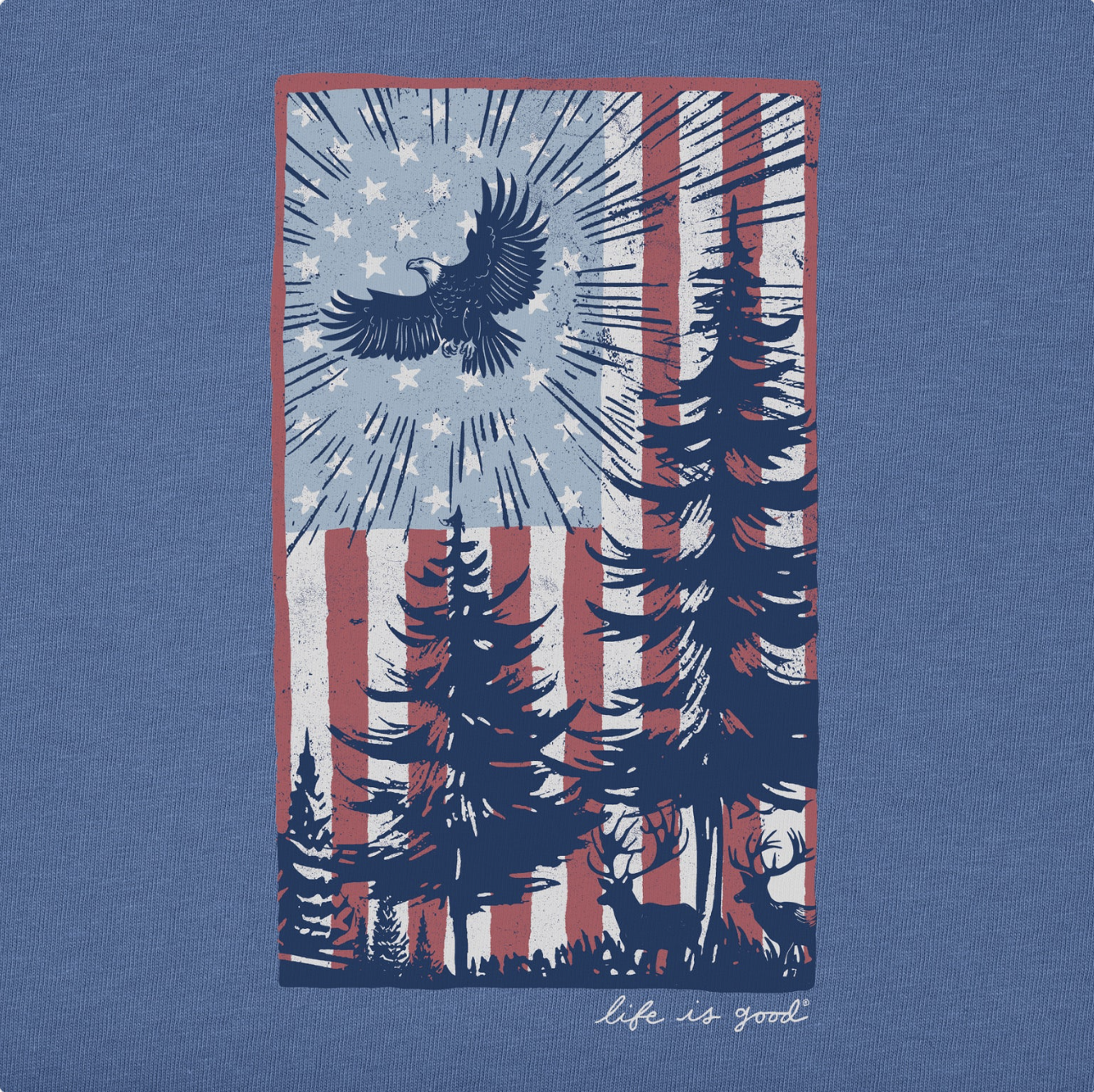 Life is Good Men's Pine Tree Flag Short Sleeve Tee