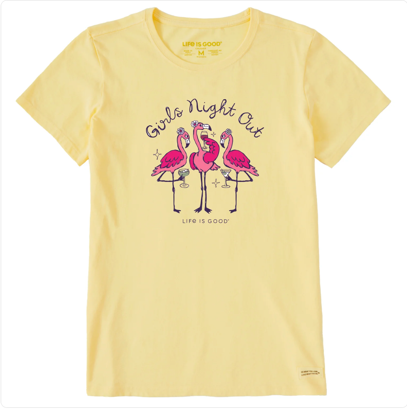 Life is Good Women's Girls Night Out Flamingo Short Sleeve Tee