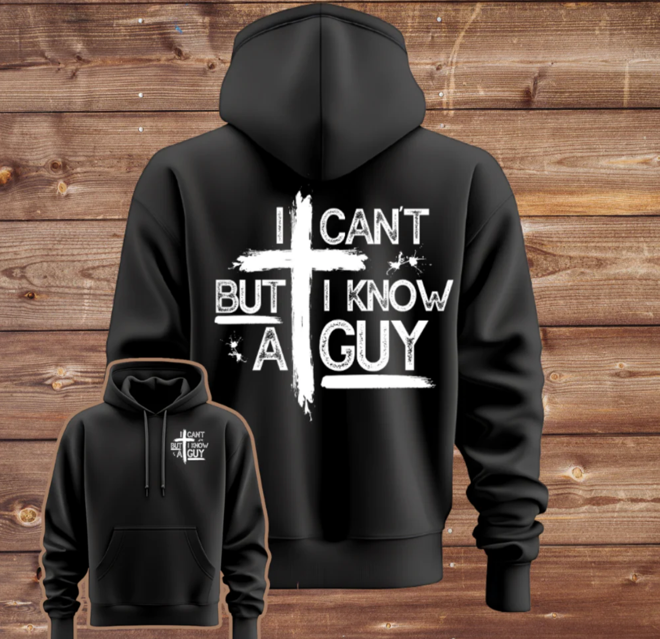 "I Can't But I Know a Guy" Black Hooded Fleece.