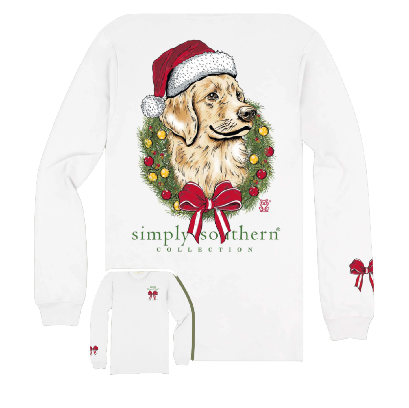 Simply Southern Ladies Merry Dog Graphic White T-shirt LS-MERRYDOG-WHITE