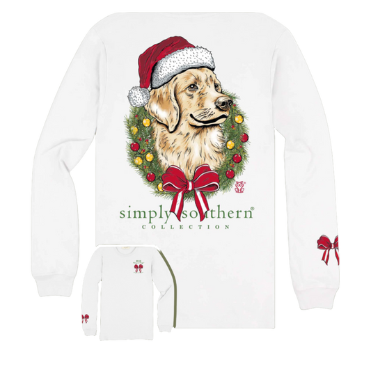 Simply Southern Ladies Merry Dog Graphic White T-shirt LS-MERRYDOG-WHITE