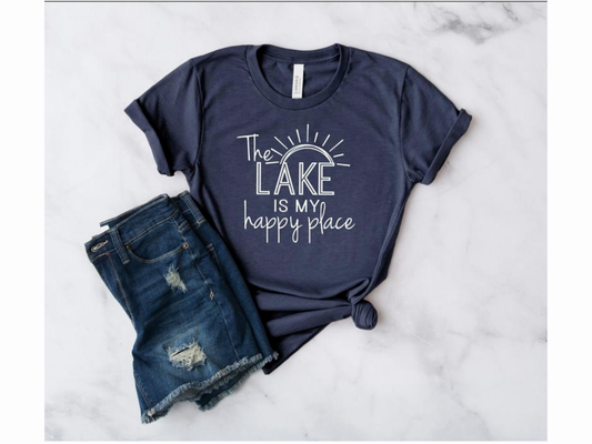 The Lake is My Happy Place - Lake Shirt - Summer - Fall - Short Sleeve Tshirt