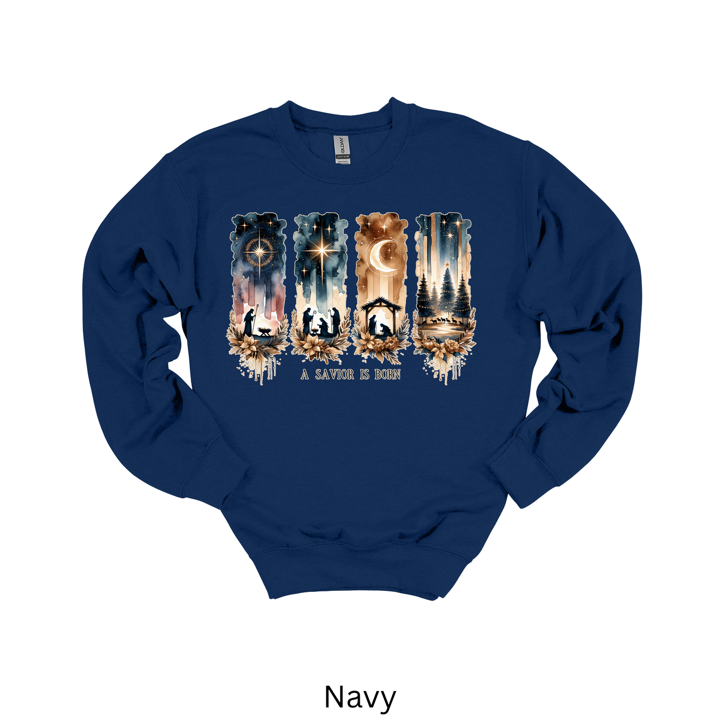 A Savior Is Born Long Sleeve Christmas Sweatshirt