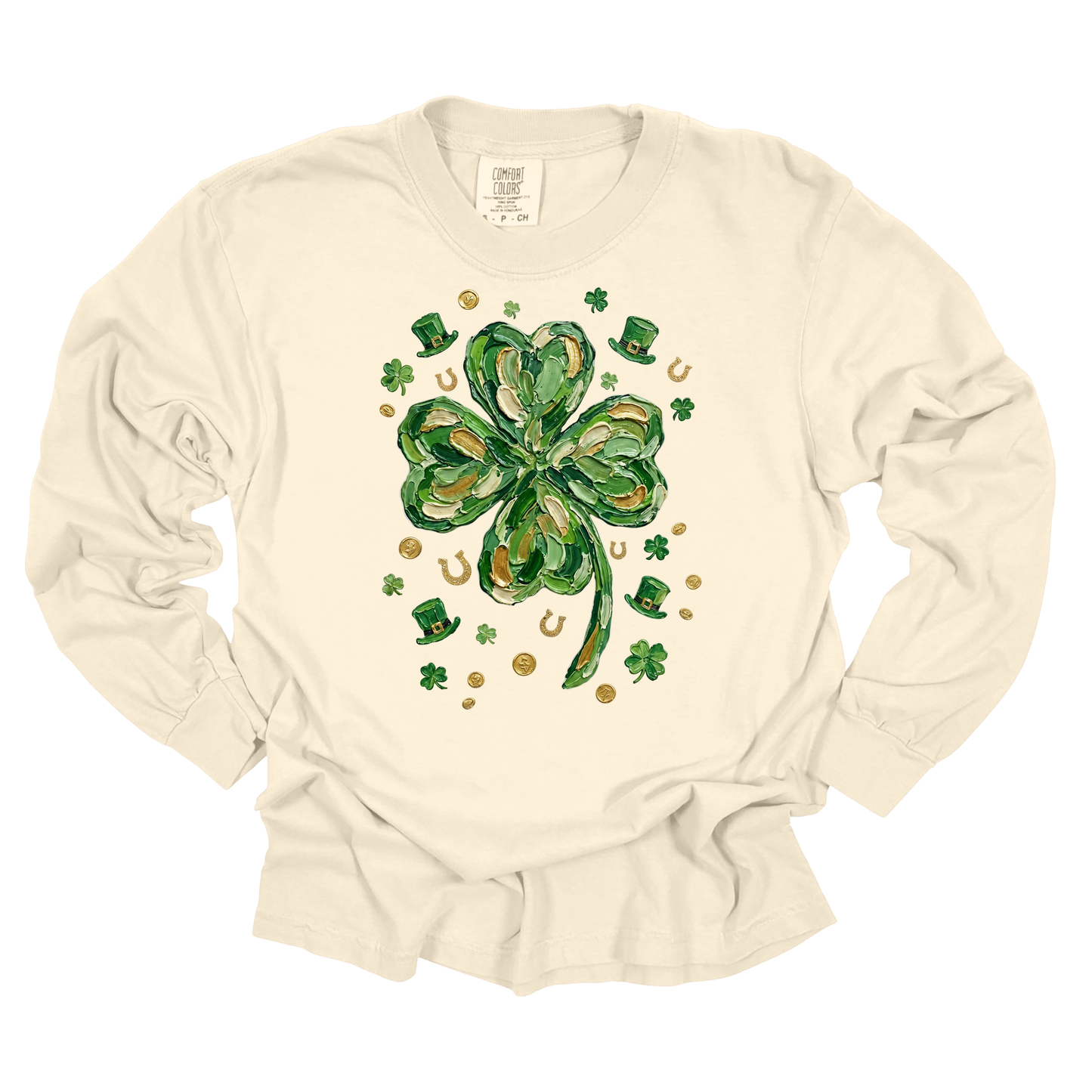 Brushstroke Clover Long Sleeve Comfort Colors T-Shirt