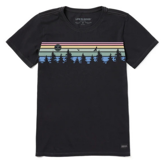 LIFE IS GOOD WOMEN'S TREE STRIPED SKY CRUSHER TEE
