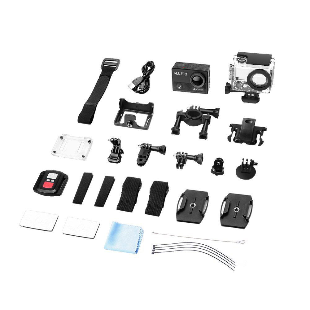 4K Action Pro Waterproof All Digital UHD WiFi Camera + RF Remote And Accessories by VistaShops