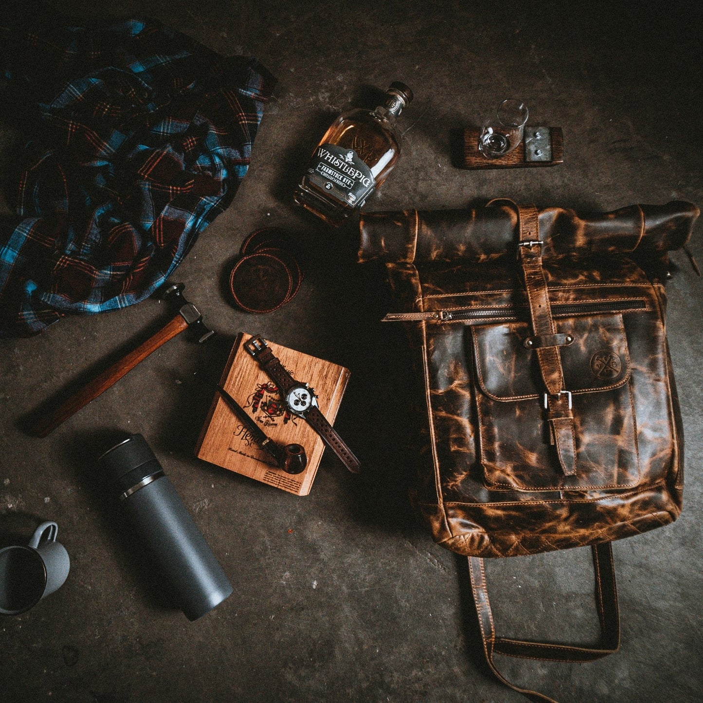 “The Roosevelt” Buffalo Leather Backpack by Vintage Gentlemen