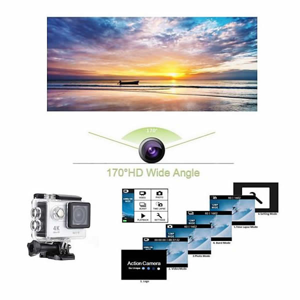 4K Action Pro Waterproof All Digital UHD WiFi Camera + RF Remote And Accessories by VistaShops