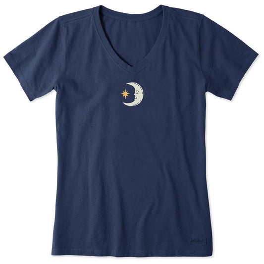 Women's Moon & Star Short Sleeve Crusher Vee