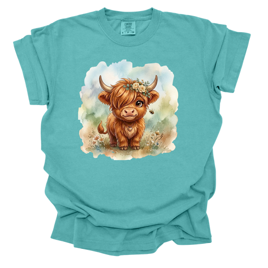 Highland Cow Watercolor T-Shirt