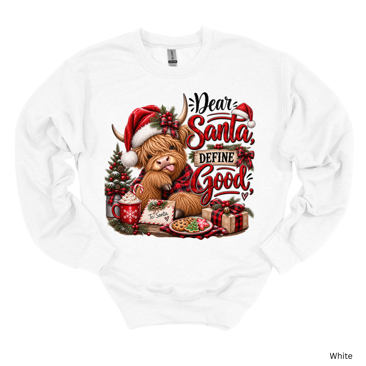 Dear Santa Define Good Highland Cow Long Sleeve Tee