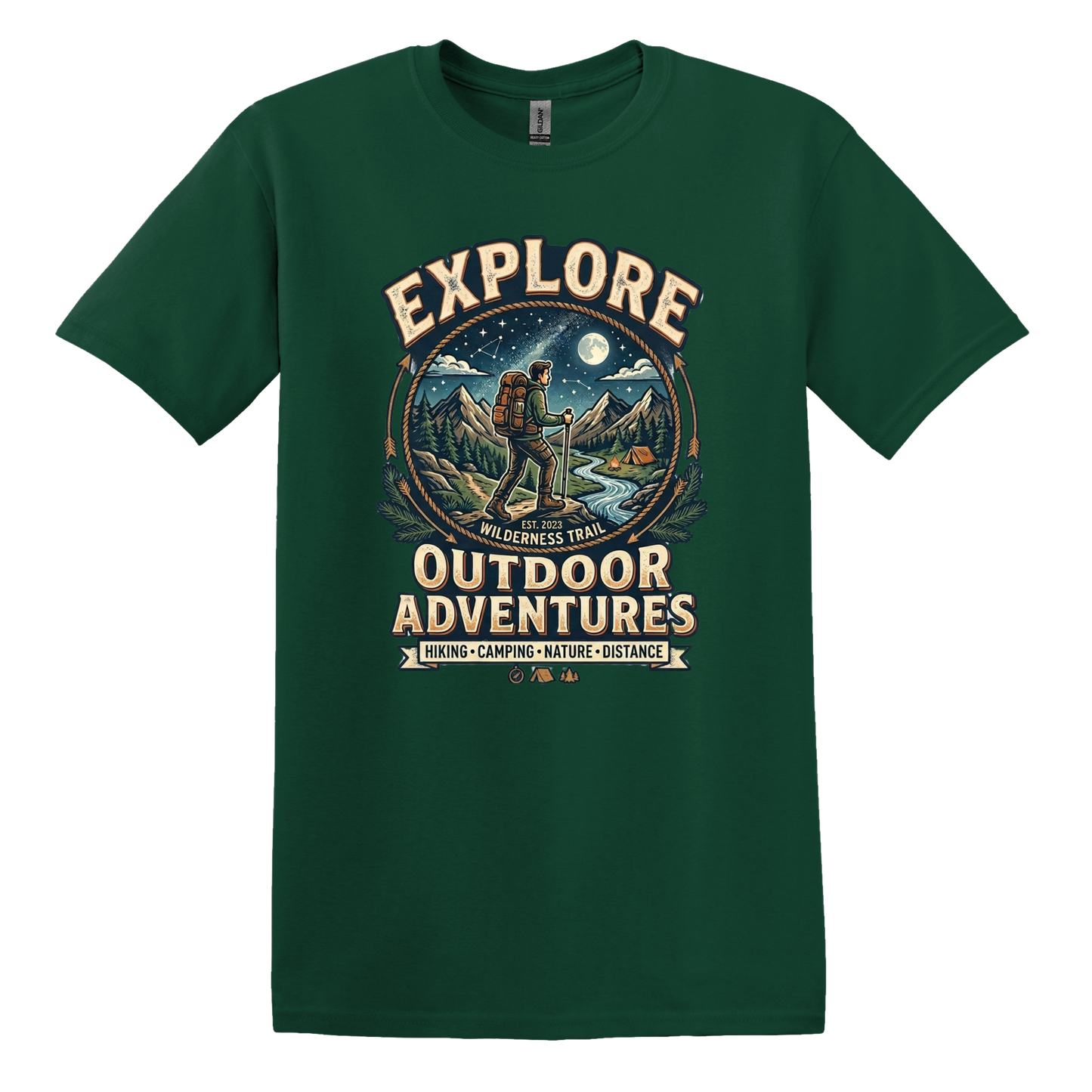 Explore Outdoor Adventures Hiking Camping Nature Distance Short Sleeve T-shirt