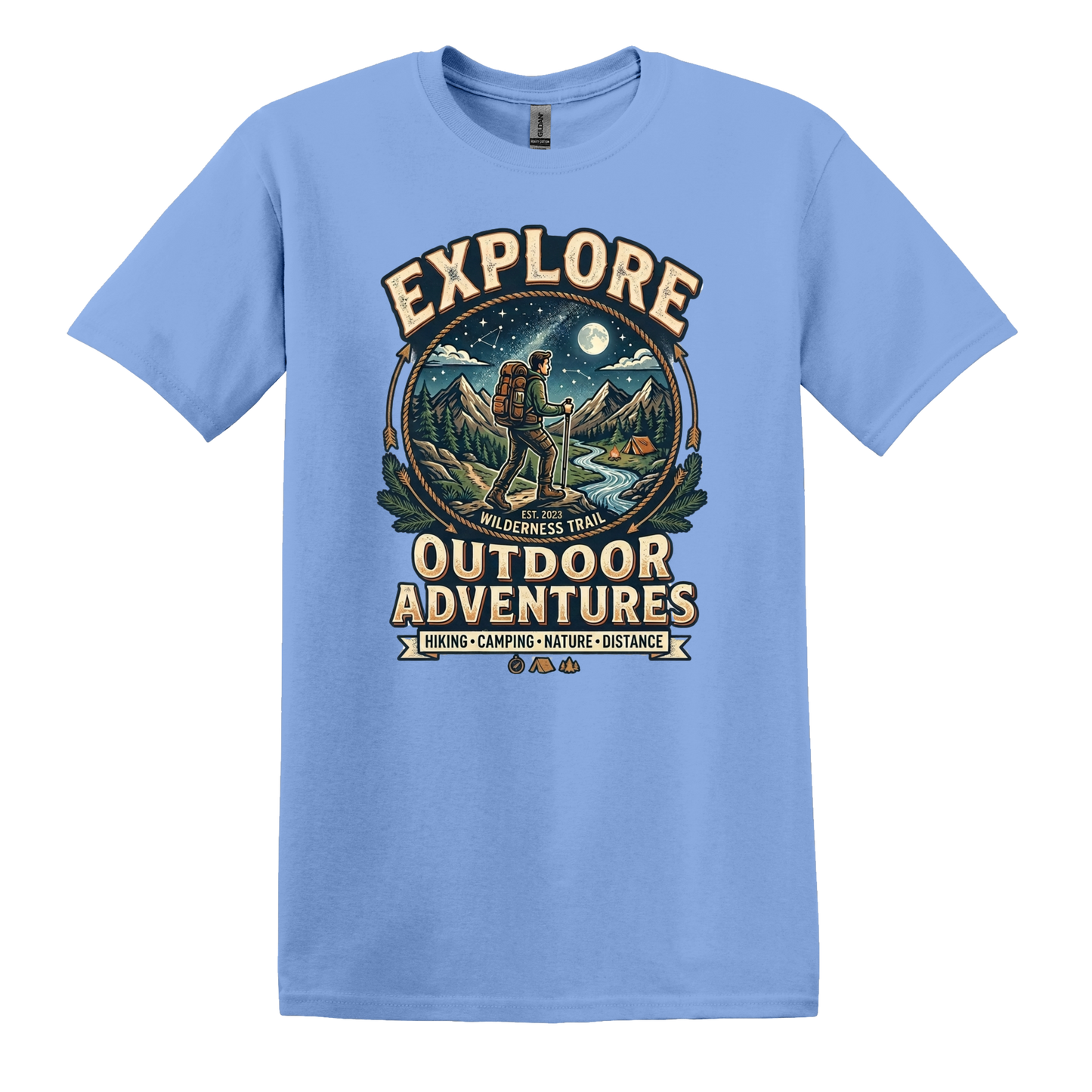 Explore Outdoor Adventures Hiking Camping Nature Distance Short Sleeve T-shirt