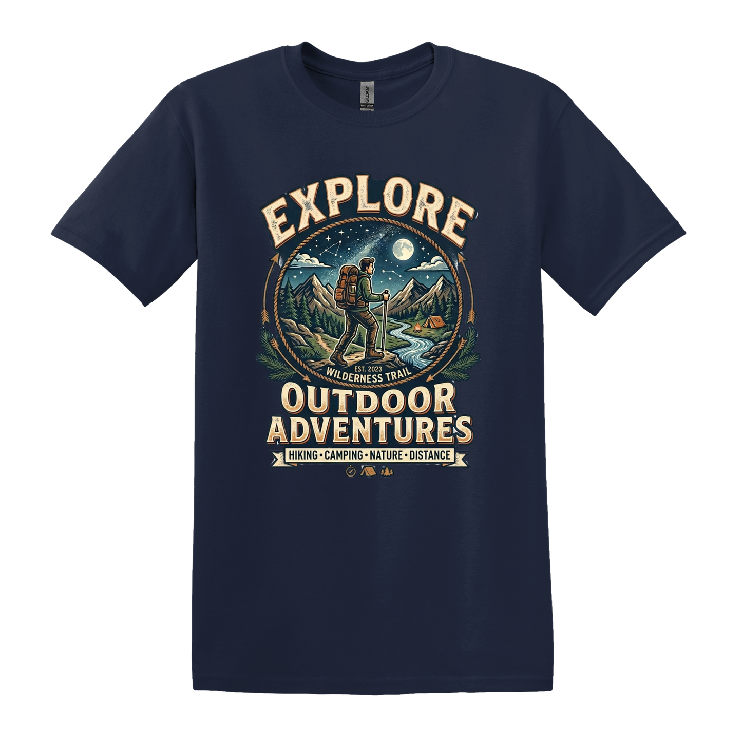 Explore Outdoor Adventures Hiking Camping Nature Distance Short Sleeve T-shirt