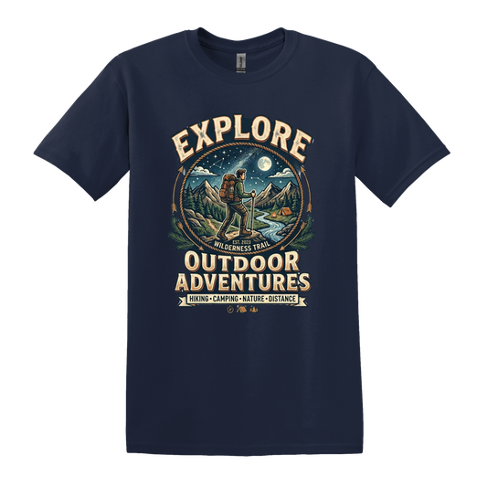 Explore Outdoor Adventures Hiking Camping Nature Distance Short Sleeve T-shirt