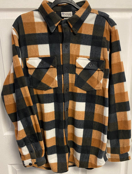 Artisans Aspen Button Up Fleece in Black/Camel Plaid