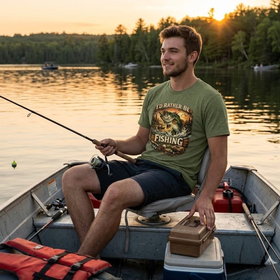 I'd Rather Be Fishing" Short Sleeve T-shirts