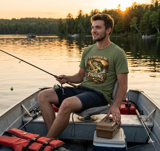 I'd Rather Be Fishing" Short Sleeve T-shirts