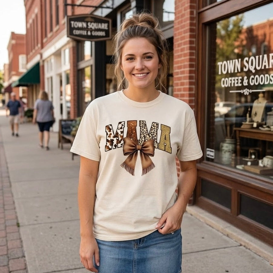 A Western Cowgirl Bow Mama Short Sleeve T-shirt