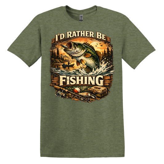 I'd Rather Be Fishing" Short Sleeve T-shirts