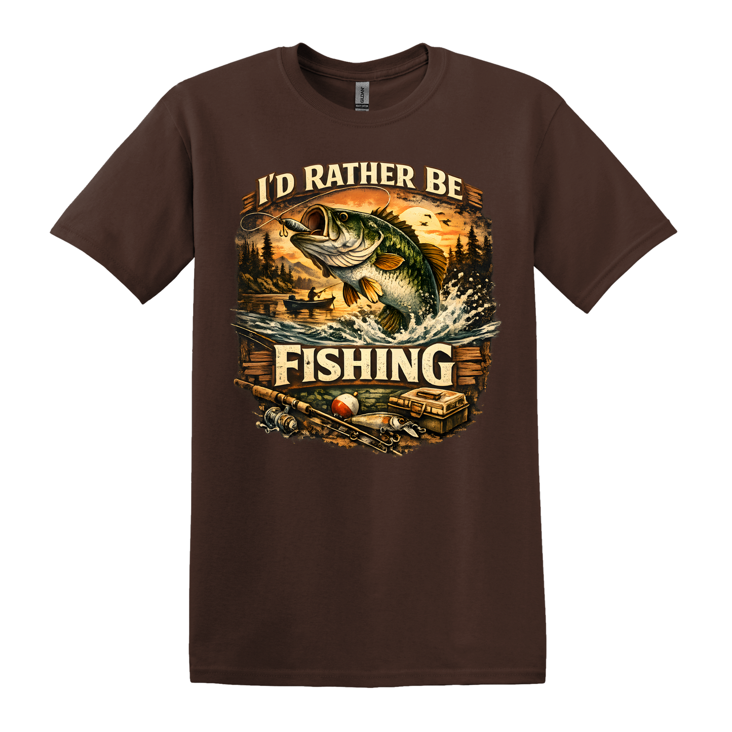 I'd Rather Be Fishing" Short Sleeve T-shirts