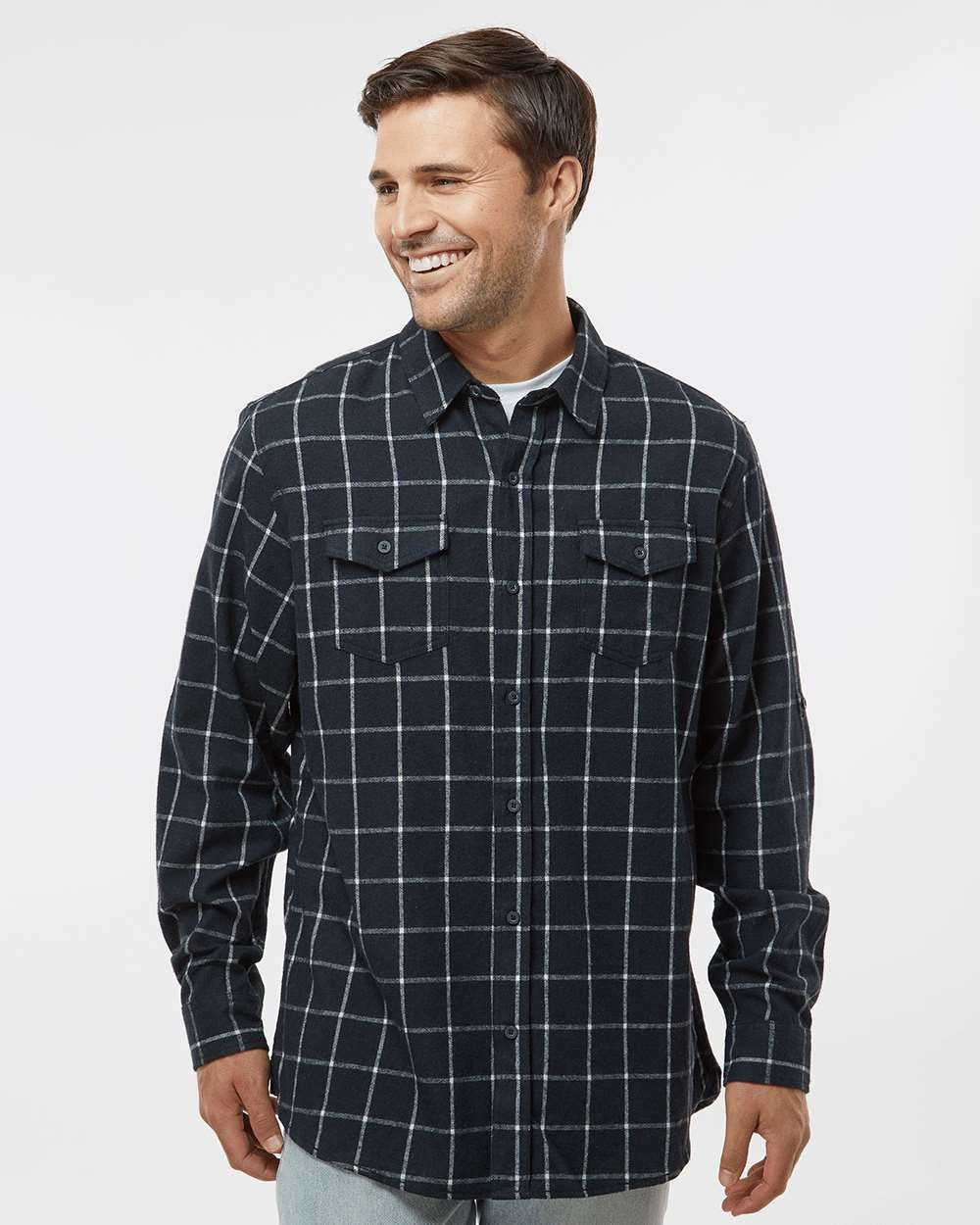 Men's Yarn-Dyed LS Flannel Shirt Blue/White