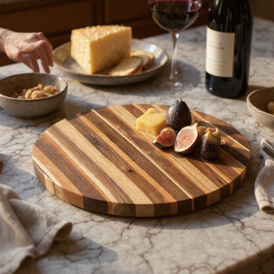Handcrafted multi-wood lazy susan 14.5" x .75" Turntable