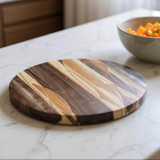 Handcrafted Multi-Wood Lazy Susan: A Unique Work of Art for Your Table