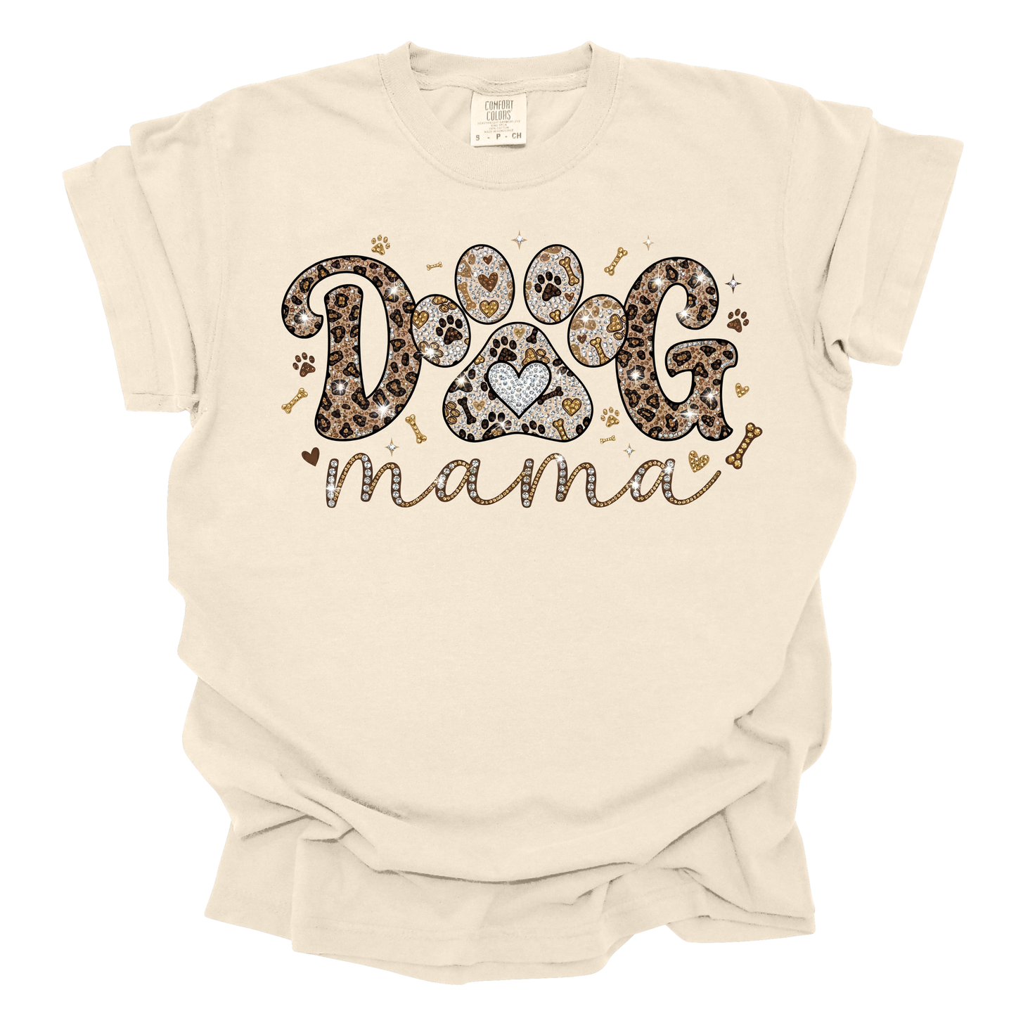 Leopard Print Short Sleeve Dog Mama T-Shirt