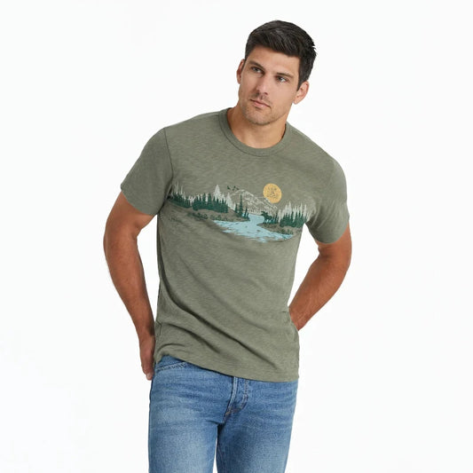 Men's Rural Linework Landscape Slub Slim Fit Tee
