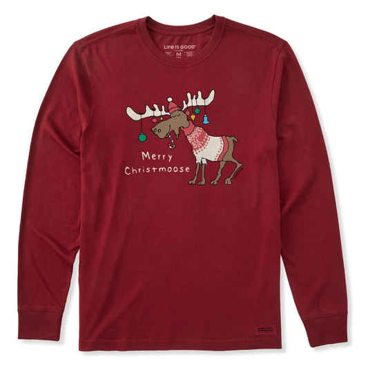 Men's Merry Christmoose Ornaments Long Sleeve Crusher Tee