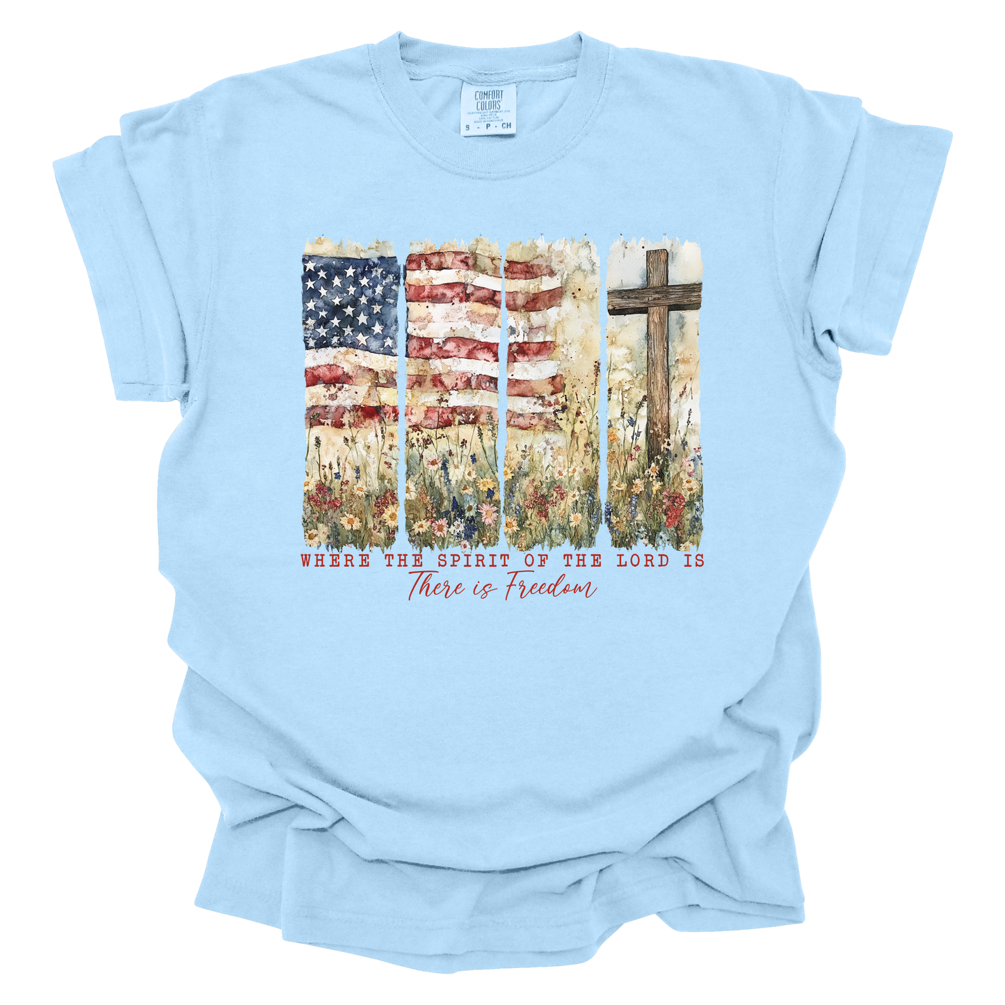 Patriotic American Flag Cross Short Sleeve T-Shirt