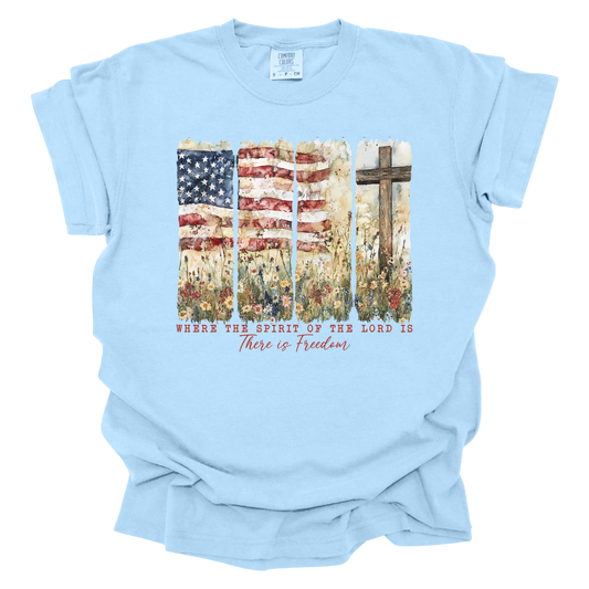 Patriotic American Flag Cross Short Sleeve T-Shirt