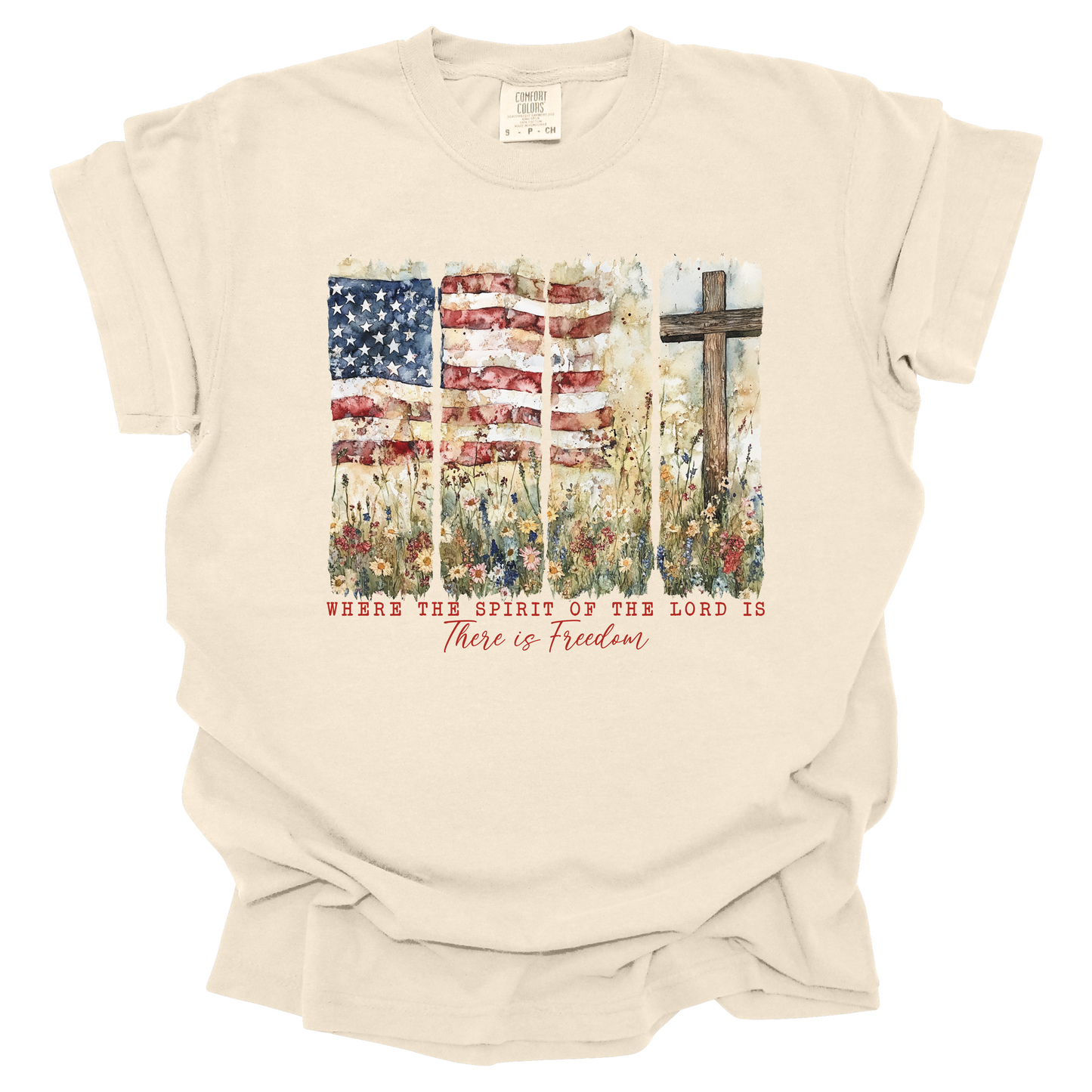 Patriotic American Flag Cross Short Sleeve T-Shirt