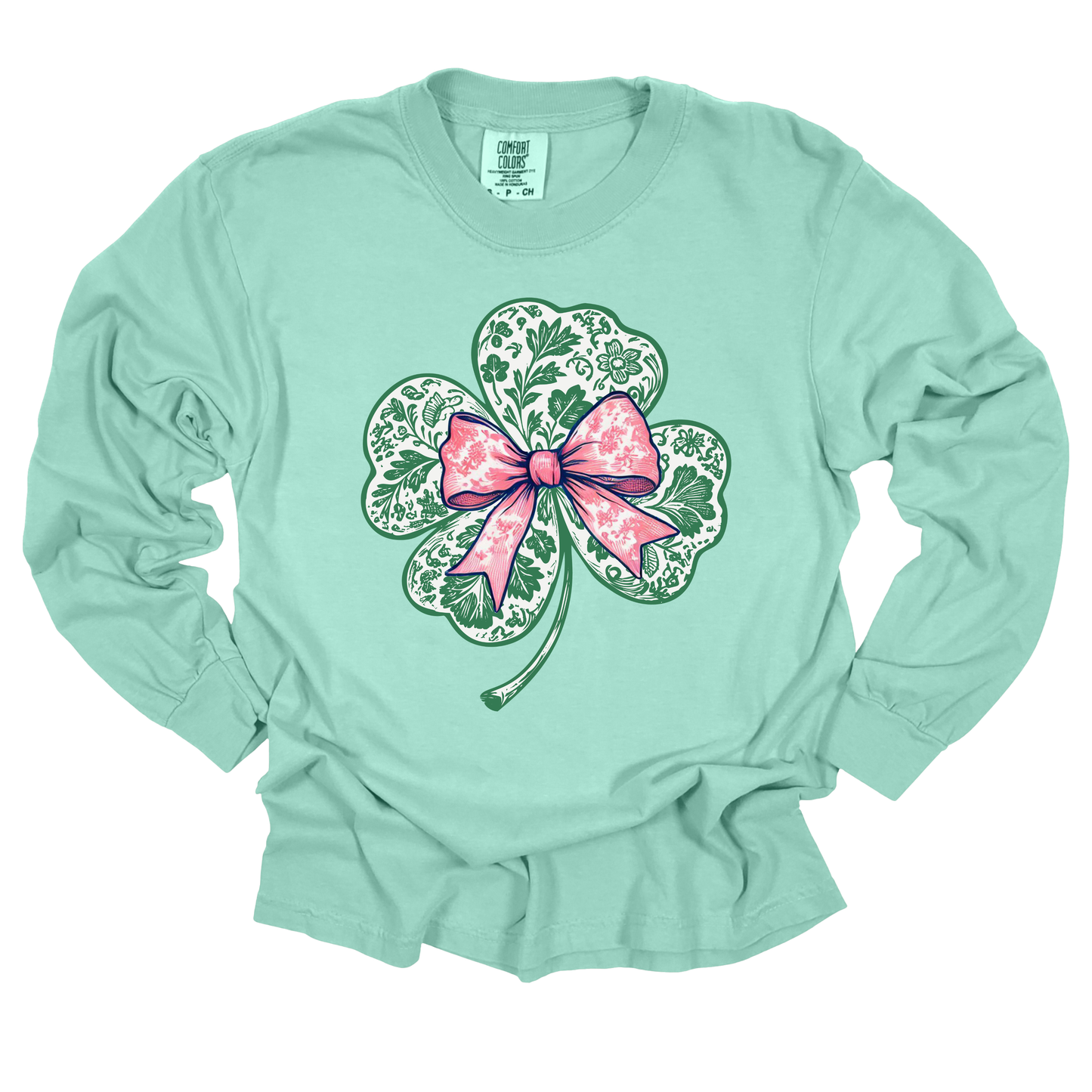 Preppy Shamrock Comfort Colors Long Sleeve T-Shirt