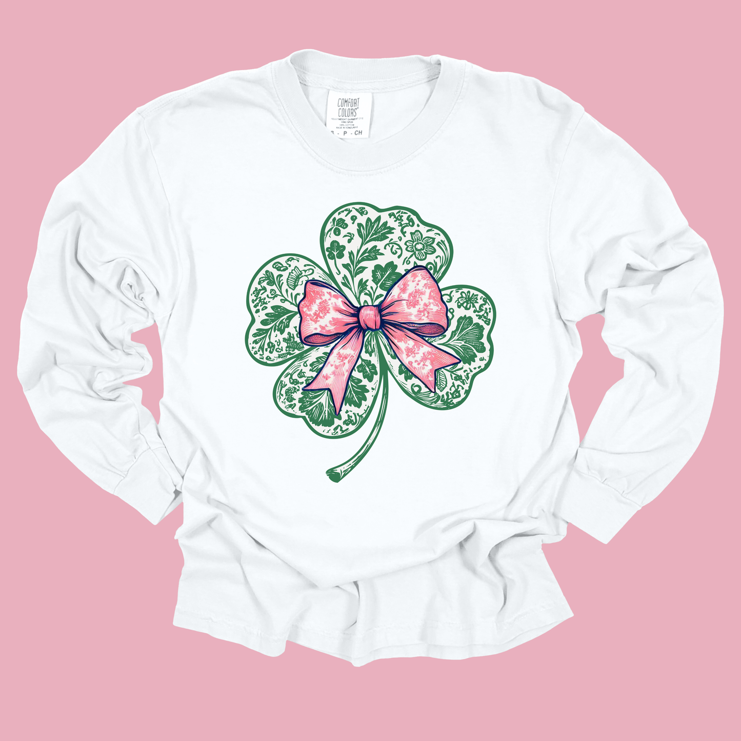 Preppy Shamrock Comfort Colors Long Sleeve T-Shirt