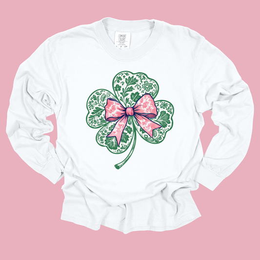 Preppy Shamrock Comfort Colors Long Sleeve T-Shirt