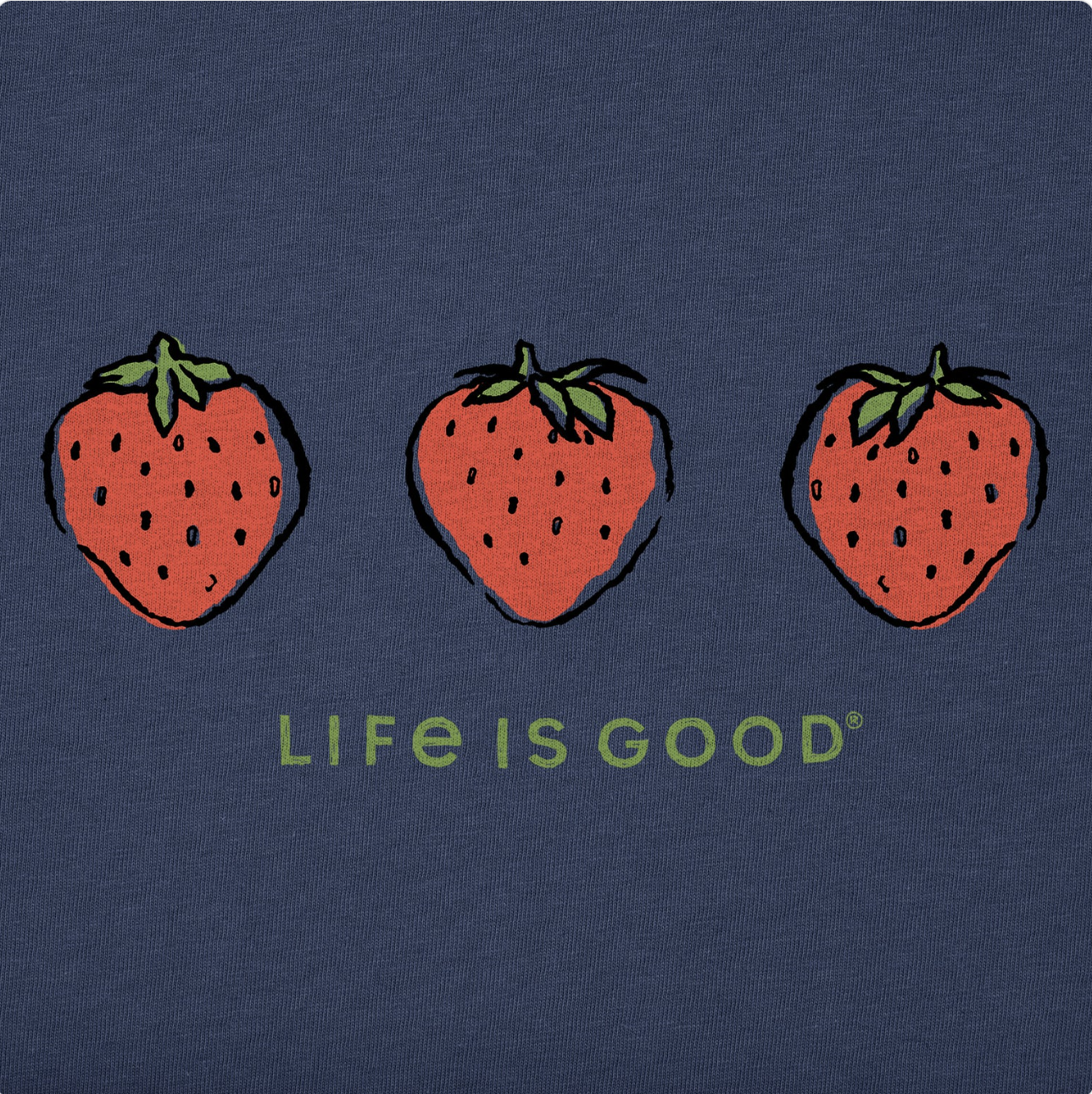 Life is Good Women's Three Strawberries Short Sleeve Crusher Tee