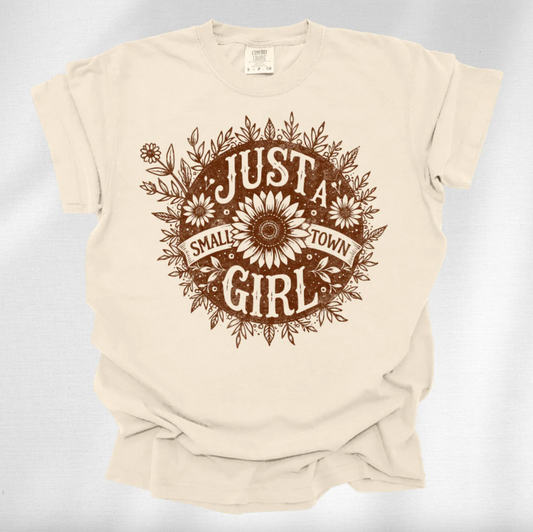 "Just A Small Town Girl" Short Sleeve Ivory Tee