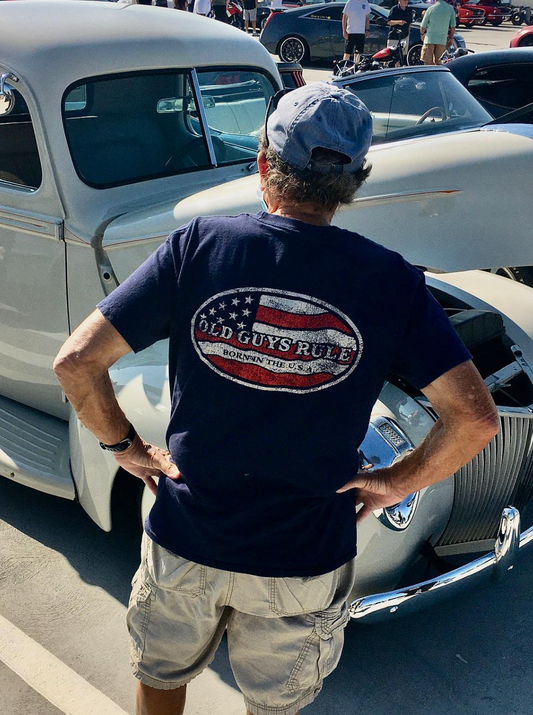 Old Guys Rule "Born in the USA" Navy Short Sleeve Tee