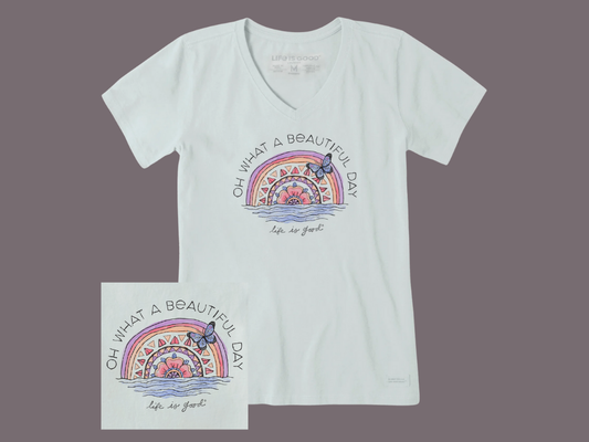 Life Is Good - Woman's Crusher-Lite V Dreamy Beautiful Short Sleeve Tee